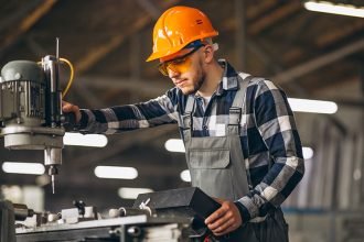 engineer working with motor