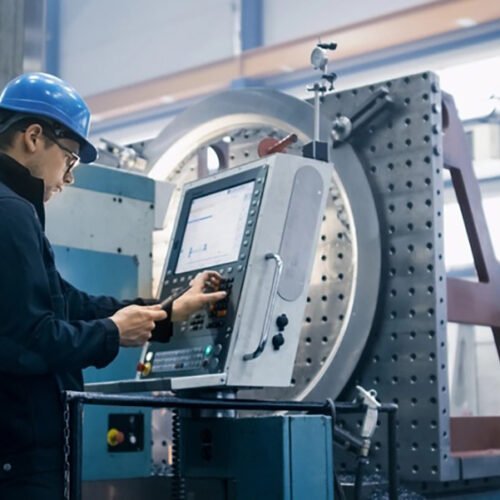 engineer operating a machine